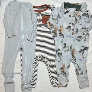 Set of 3 sleepers, bamboo little, posh peanut 9/12 mo